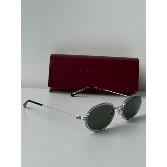 NEW Gucci GG1980S 003 Silver Oval Sunglasses $545 main image 8